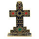 Golden table cross with blue enamel front and back 10x7 cm s4