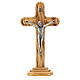 Abgerundetes Kruzifix aus Olivenbaumholz mit Christuskőrper aus Metall, 16 cm s1