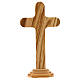 Crucifix arrondi bois olivier corps métal 16 cm s4