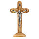 Crucifixo arredondado madeira oliveira corpo metal 16 cm s1