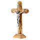 Crucifixo arredondado madeira oliveira corpo metal 16 cm s2