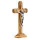 Crucifixo arredondado madeira oliveira corpo metal 16 cm s3