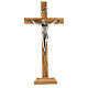 Olivewood standing crucifix, 28 cm, metallic body of Christ s1