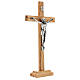 Olivewood standing crucifix, 28 cm, metallic body of Christ s3