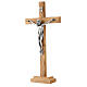 Olive wood table crucifix 28 cm, body of Christ in metal s2