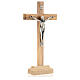 Kruzifix aus Olivenbaumholz mit Christuskőrper aus Metall und Sockel, 16 cm s3
