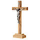 Crocifisso base legno ulivo Gesù metallo 16 cm s2