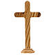 Crucifijo mesa cruz redondeada madera olivo cristo metal 21 cm s4