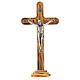 Crocifisso tavolo croce stondata legno ulivo cristo metallo 21 cm s1