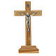 Standing wood crucifix, metallic INRI and Christ, 14 cm s1
