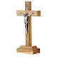 Standing wood crucifix, metallic INRI and Christ, 14 cm s2