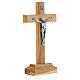 Standing wood crucifix, metallic INRI and Christ, 14 cm s3