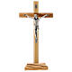 Crocifisso tavolo legno ulivo metallo argentato Cristo 22 cm s1