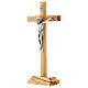 Crocifisso tavolo legno ulivo metallo argentato Cristo 22 cm s2
