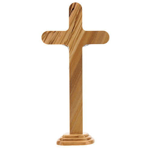 Tischkruzifix aus Olivenbaumholz mit Christuskőrper aus Metall, 26 cm 4