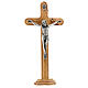 Tischkruzifix aus Olivenbaumholz mit Christuskőrper aus Metall, 26 cm s1