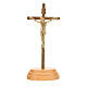 Gold plated standing curicifix, wood base, 9.5 cm s1