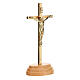 Gold plated standing curicifix, wood base, 9.5 cm s3