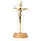 Crucifixo de mesa dourado base madeira 9,5 cm s2