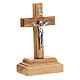 Crucifijo mesa Cristo metal 9,5 cm madera olivo s3