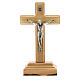 Crucifixo de mesa madeira de oliveira com Corpo de Jesus metal prateado 12x6,5 cm s1