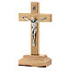 Crucifixo de mesa madeira de oliveira com Corpo de Jesus metal prateado 12x6,5 cm s2