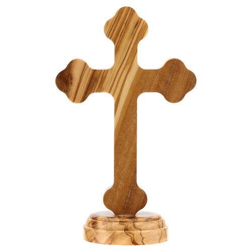 Trefoil crucifix in olive wood Christ metal 15 cm 4