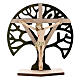 Crocifisso tavolo Albero Vita legno Cristo resina 9,5 cm s1