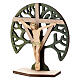 Crocifisso tavolo Albero Vita legno Cristo resina 9,5 cm s2