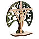 Crocifisso tavolo Albero Vita legno Cristo resina 9,5 cm s3