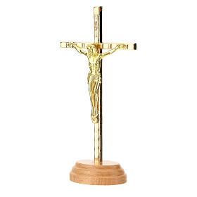 Crucifix de table doré métal 12 cm