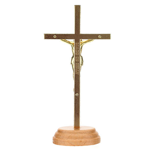 Crocifisso tavolo dorato metallo 12 cm 4