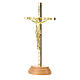 Crucifixo de mesa dourado base madeira 12 cm s2