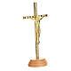 Crucifixo de mesa dourado base madeira 12 cm s3