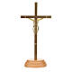 Crucifixo de mesa dourado base madeira 12 cm s4
