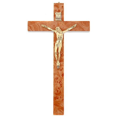 Golden walnut root-like crucifix 1