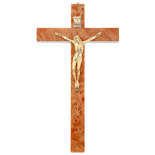 Crucifixo imitação rádica nogueira dourada 1