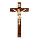 Crucifixo imitação rádica nogueira escura dourada s1