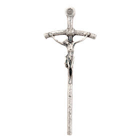 Crucifixo peitoral prateado 12 cm