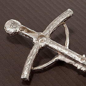 Crucifixo peitoral prateado 12 cm