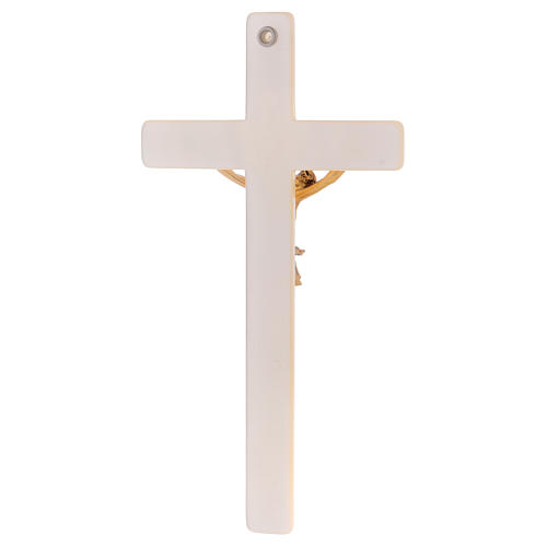 Crucifix in ivory fake pearl, golden metal corpus 3