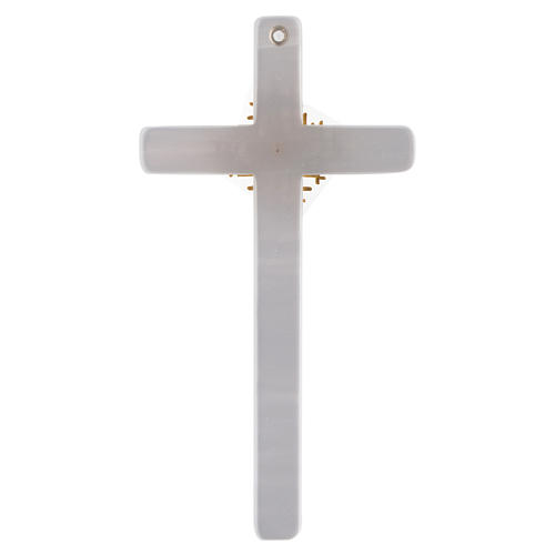 Crucifixo imitação madrepérola marfim Pai e Espírito Santo 3