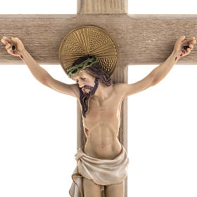 Crucifixo madeira 40 cm corpo resina