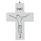 Crucifix bois blanc avec sérigraphie à suspendre 15 cm s1
