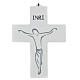 Crucifixo de parede madeira branca com serigrafia 15 cm s1