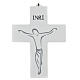 White wooden crucifix with hanging screen printing 15 cm s1