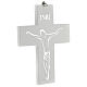 White wooden crucifix with hanging screen printing 15 cm s2