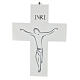 Wall crucifix with silkscreen, white wood, 8 in s1