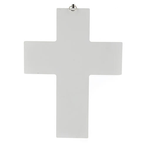 Crucifix à suspendre avec sérigraphie bois blanc 20 cm 3