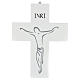 Wall crucifix, 10 in, white wood with silkscreen s1